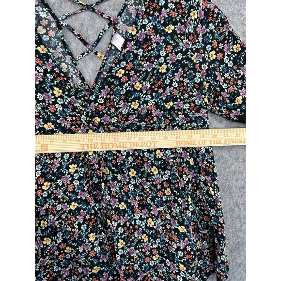 No Boundaries Black Daisy Floral Top 3/4 Sleeve Flare Crochet Sz 3X - Picture 8 of 10